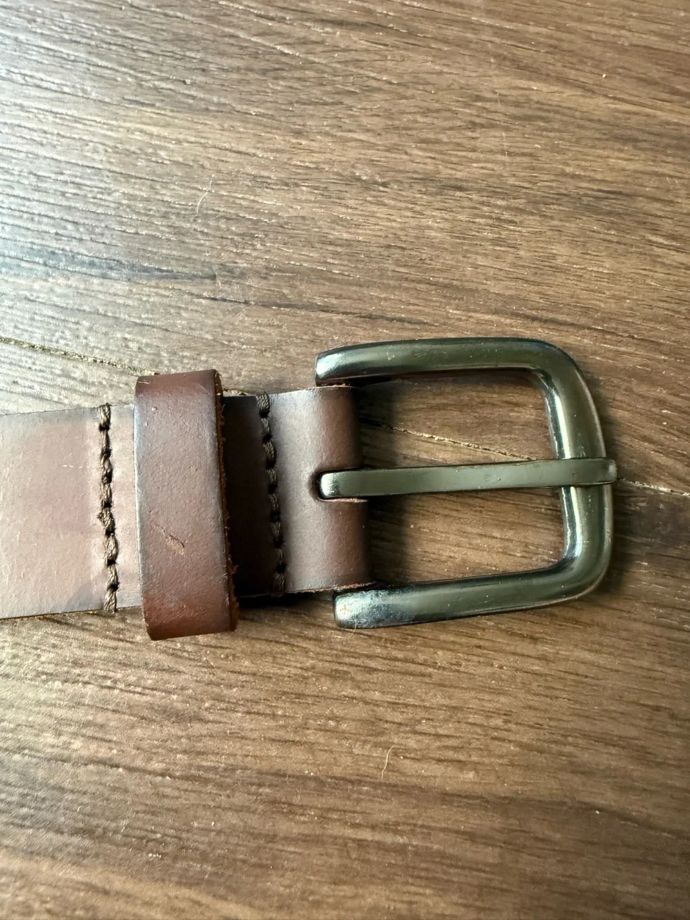 Timberland Brown Genuine Leather Belt Silver Tone Buckle Classic Casual 26”- 28”